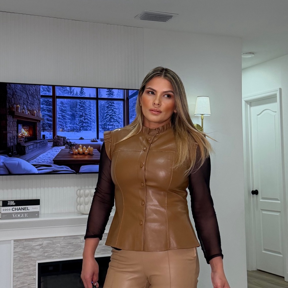 Marc New York Tan Leather Vest - Picture 6 of 15